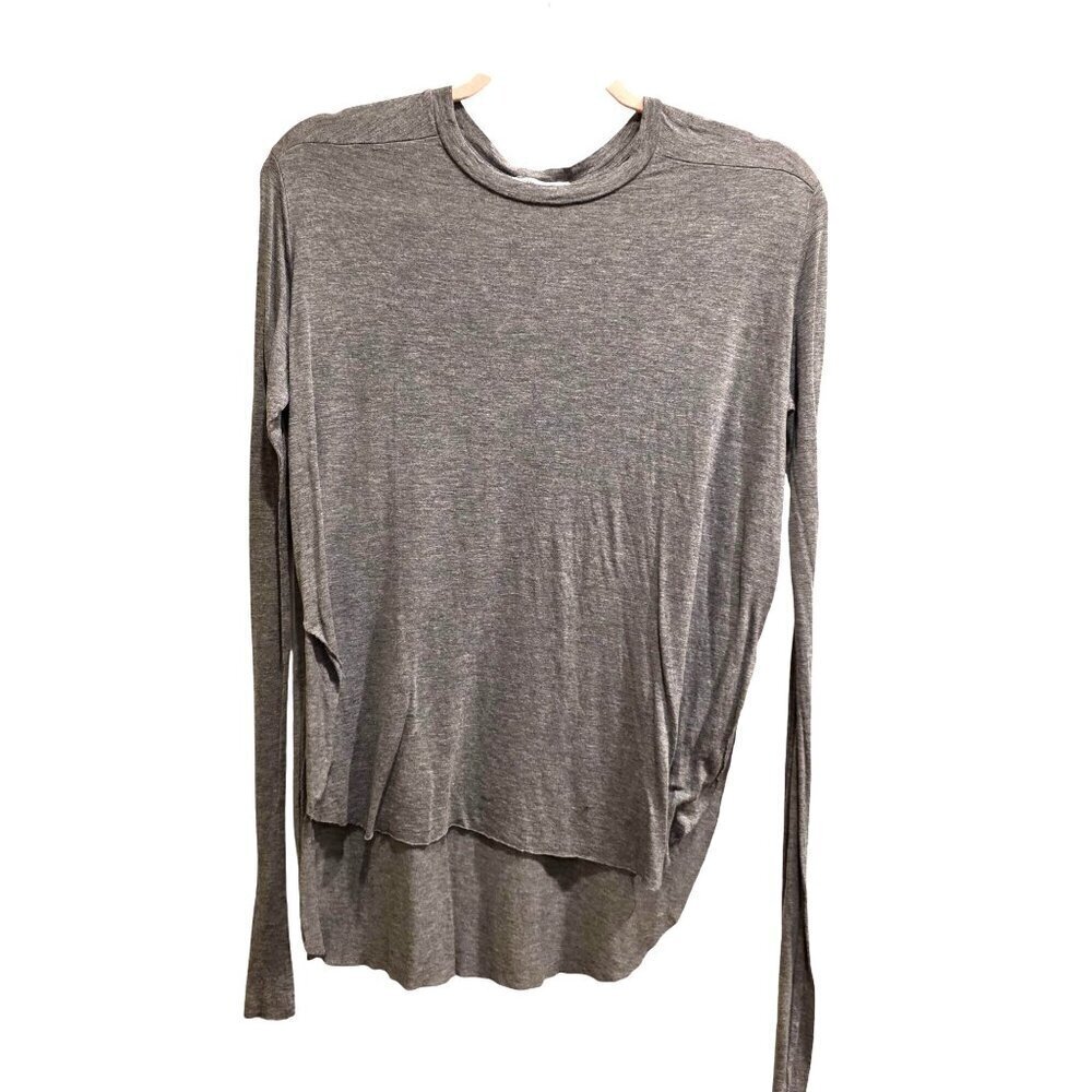 Zara Trafaluc Gray Long Sleeve Top Womens Asymmetrical Hem L